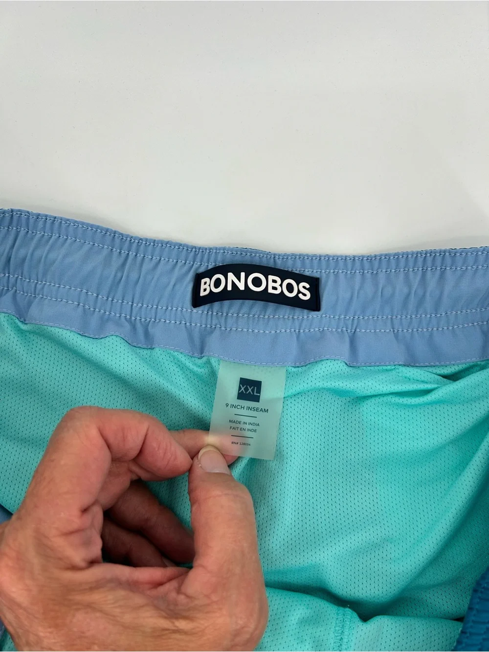 Men’s Bonobos Riviera Recycled Swim Trunks blue/green size XXL lined